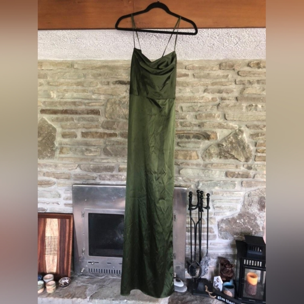 Olive Green David's Bridal bridesmaid dress size 10
